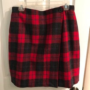 The Talbots Woman Skirt Red Plaid Lined Adjustable waist size